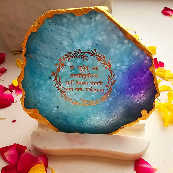 Buy Festive Gayatri Mantra Tealight Candle Holder - Turquoise Gift Box from Vaaree