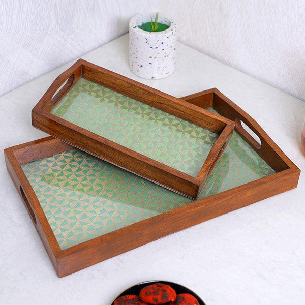 Buy Jade Glow Serving Tray - Set Of Two Serving Tray from Vaaree