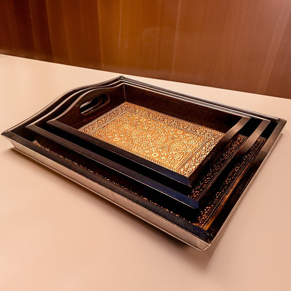 Buy Duvara Brass Tray - Set Of Three Serving Tray from Vaaree