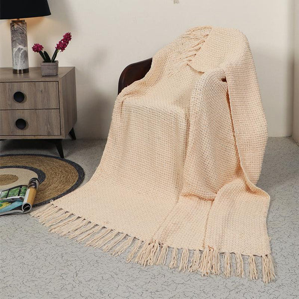 Buy Cozy Loom Throw - Cream Throws from Vaaree