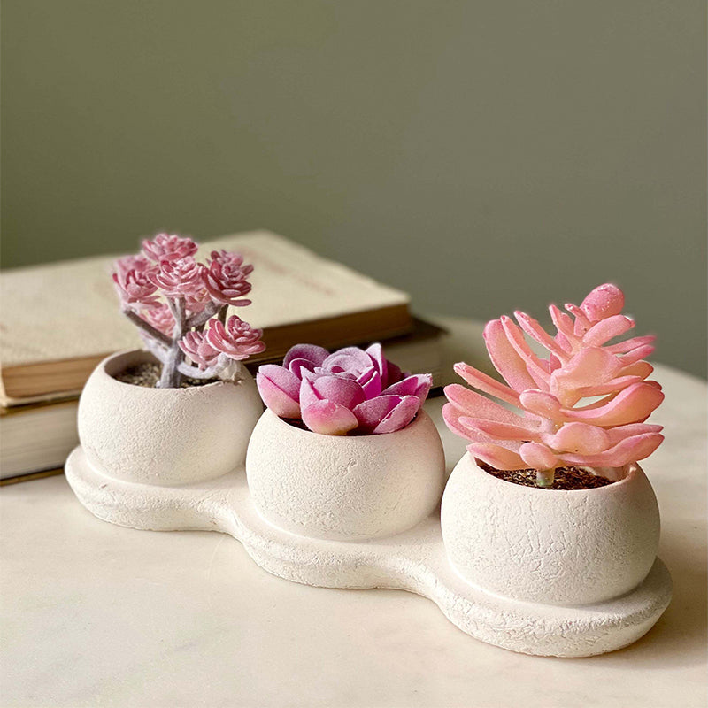 Buy Faux Pink Trio Succulents Artificial Plants from Vaaree