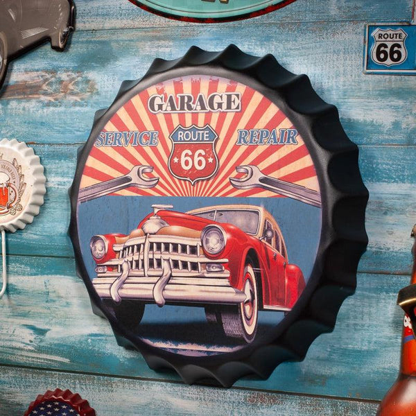 Garage Route 66 Bottle Cap Wall Accent