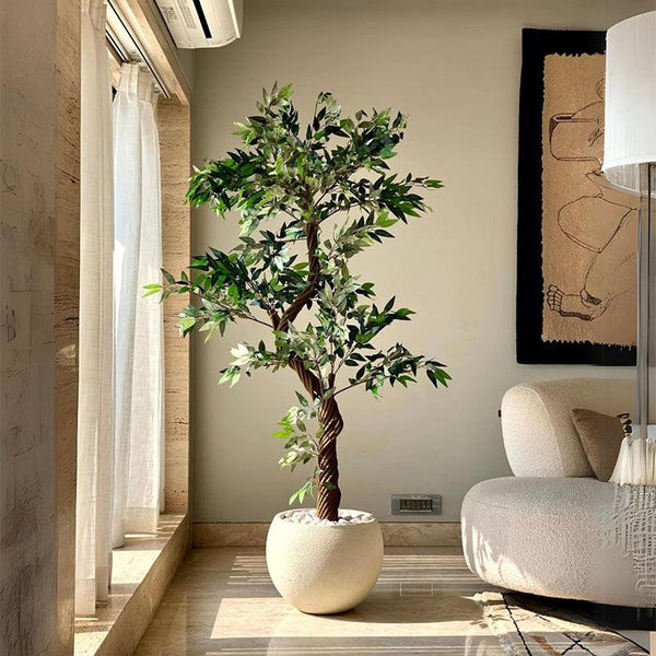 Buy Faux Twisted Ficus Tree - 6.5 Feet Artificial Plants from Vaaree