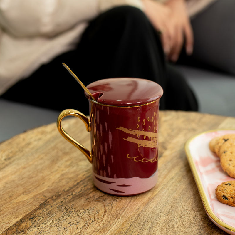 Buy Alessi Abstract Red Mug (250 ML) - Three Piece Set Mug & Tea Cup from Vaaree