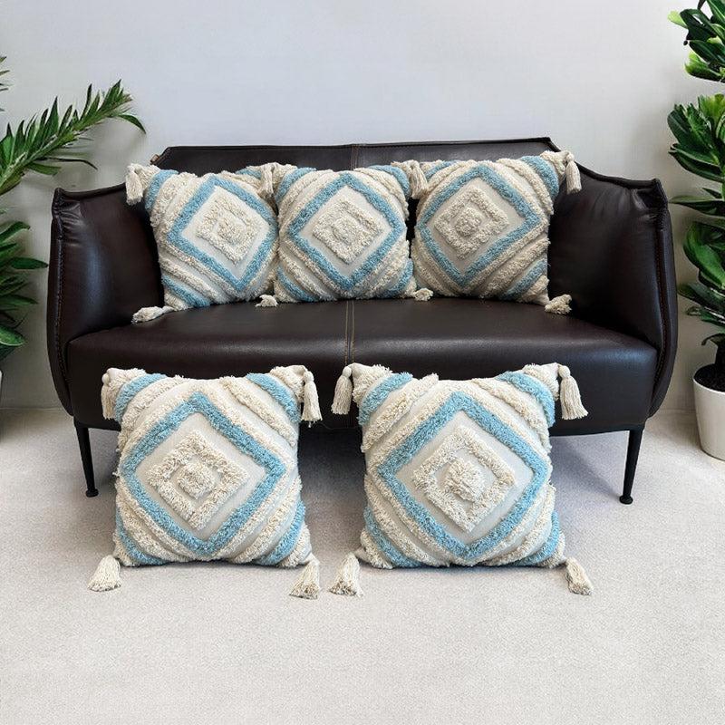 Buy Kasper Chroma Tufted Cushion Cover (Blue) - Set Of Five Cushion Cover Sets from Vaaree