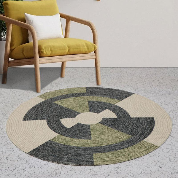 Buy Estro Round Rug - Green & Grey Rugs from Vaaree