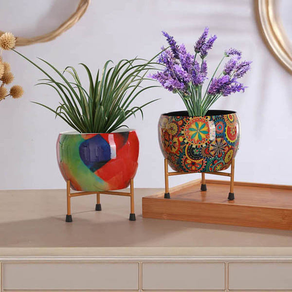 Buy Royale Ethnic Handcrafted Planter With Stand - Four Piece Set Pots & Planters from Vaaree