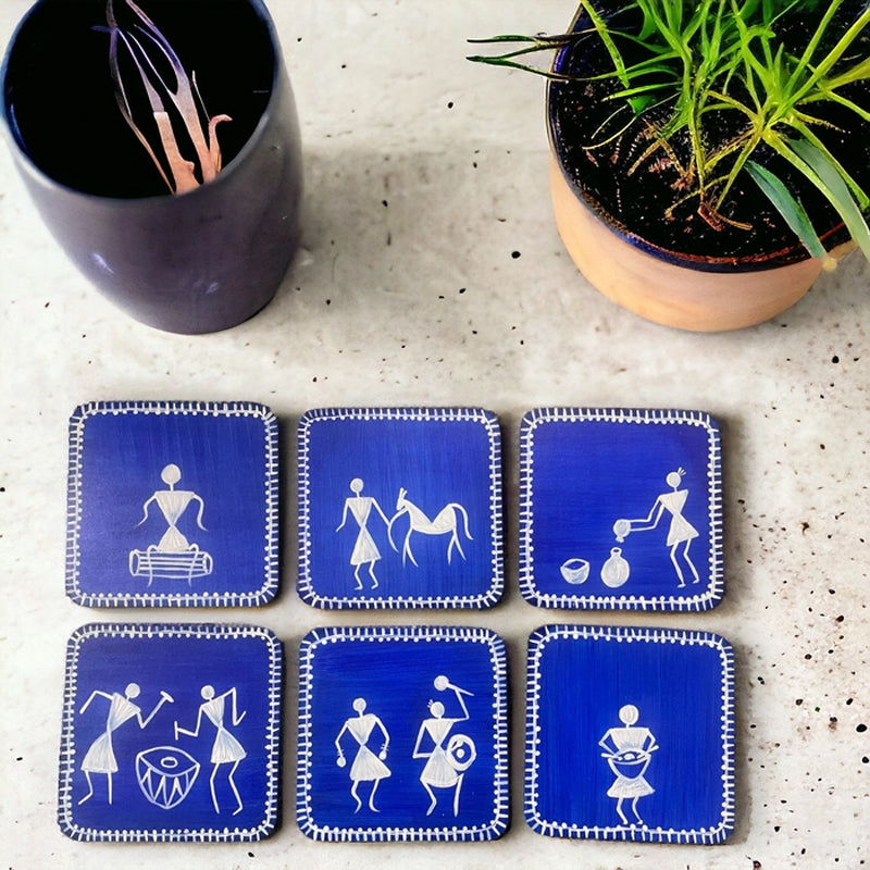 Coaster - Savara Handcrafted Coaster (Blue) - Set Of Six