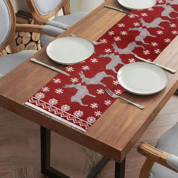 Buy Crimson Jacquard Woven Stag Table Runner Table Runner from Vaaree