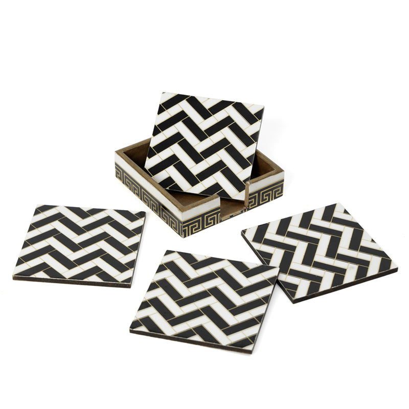 Buy Movina Zig Zag Coaster With Stand - Five Piece Set Coasters from Vaaree