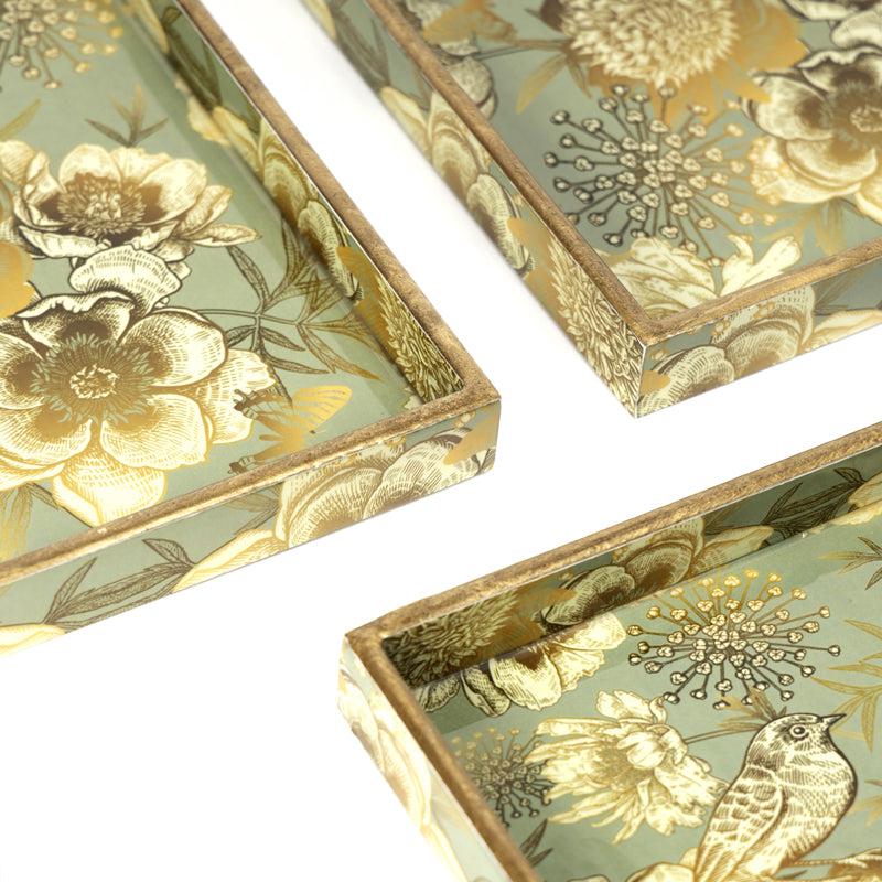 Buy Golden Garden Serving Tray - Set Of Three Serving Tray from Vaaree