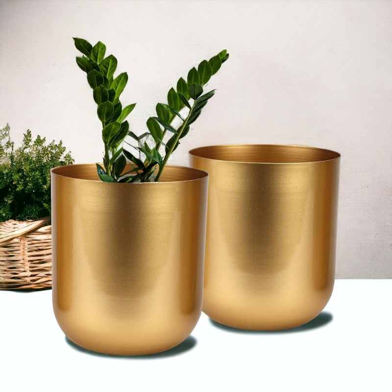 Buy Ruba Neita Planter (Gold) - Set Of Two Pots & Planters from Vaaree