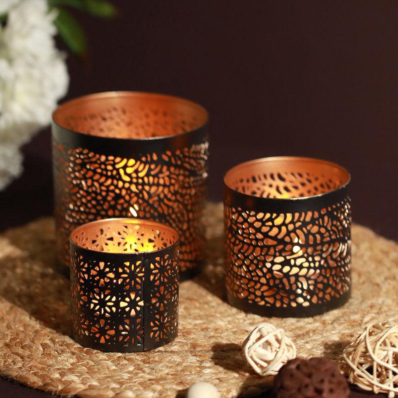 Buy Malen Handcrafted Tealight Candle Holder - Set Of Three Tea Light Candle Holders from Vaaree