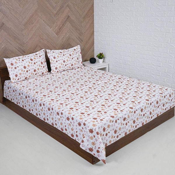 Buy Mudra Floral Bedsheet - Brown & Grey Bedsheets from Vaaree