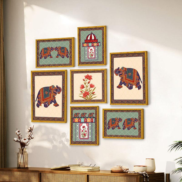 Buy Vivid Indian Heritage Wall Art - Set Of Seven Wall Art & Paintings from Vaaree