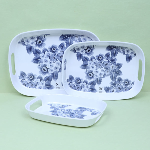 Buy Geralada Floral Serving Tray - Set Of Three Serving Tray from Vaaree