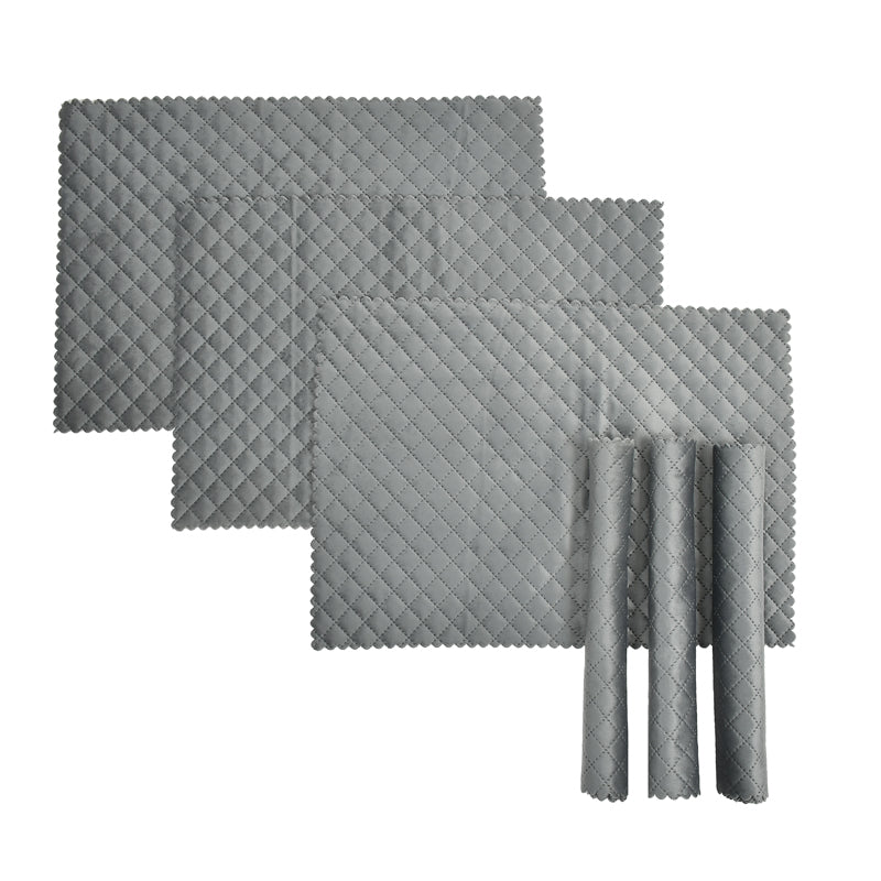 Table Mat - Osric Velvet Quilted Placemat (Grey) - Set Of Six