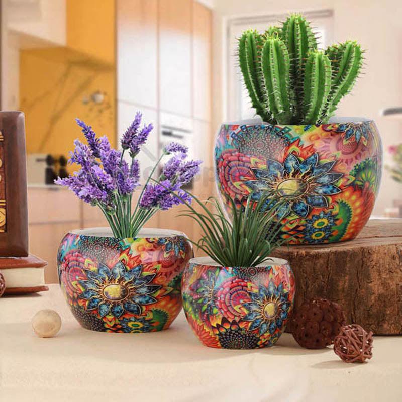 Buy Elitta Ethnic Handcrafted Planter - Set Of Three Pots & Planters from Vaaree