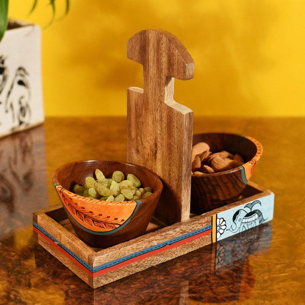 Buy Devika Wooden Serving Bowl With Holder - Three Piece Set Serving Tray from Vaaree