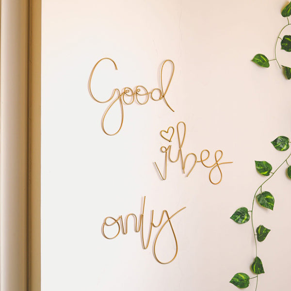 Buy Good Vibes Only Gold Wall Accent Wall Accents from Vaaree