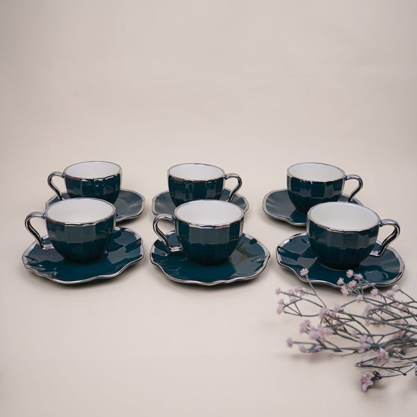 Buy Atte Green Cup & Saucer (200 ML) - Twelve Piece Set Mug from Vaaree