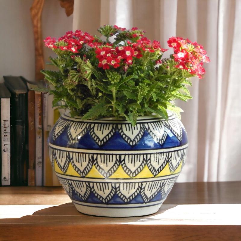 Buy Navya Ethnic Planter - Blue & Yellow Pots & Planters from Vaaree