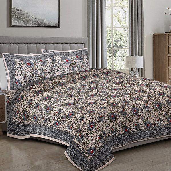 Buy Alderidge Floral Printed Bedsheet - Grey Bedsheets from Vaaree