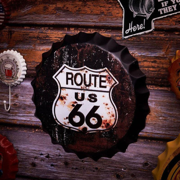 Buy Route Us 66 Retro Bottle Cap Wall Accent Wall Accents from Vaaree