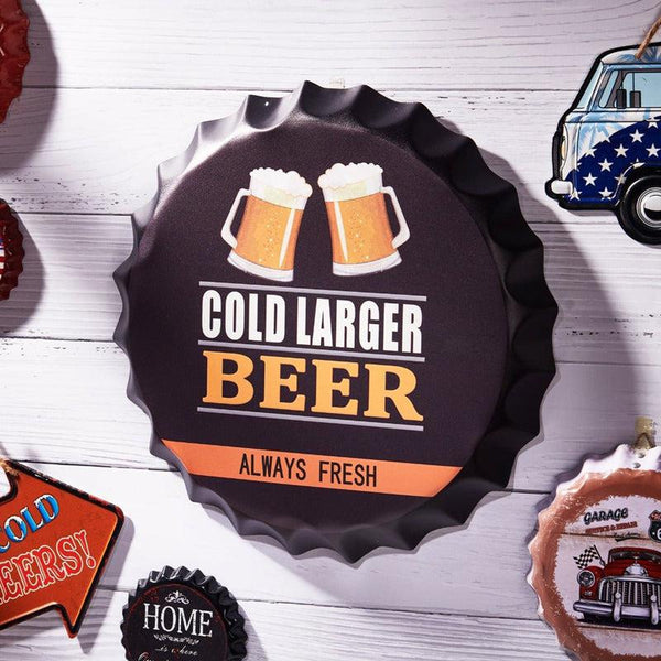 Cold Large Beer Bottle Cap Wall Accent