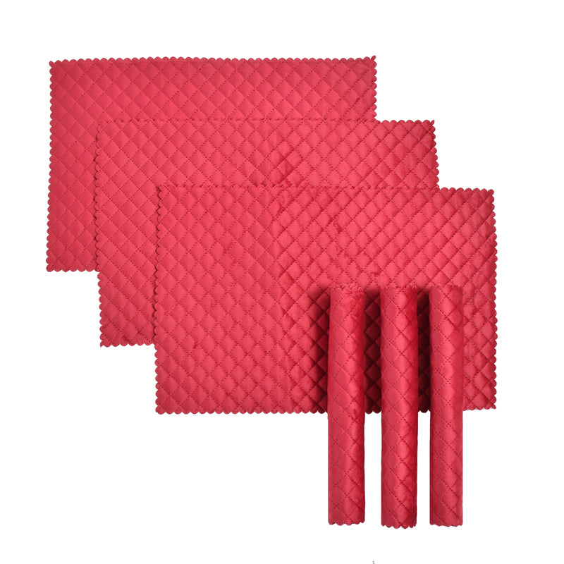 Buy Osric Velvet Quilted Placemat (Red) - Set Of Six Table Mats from Vaaree