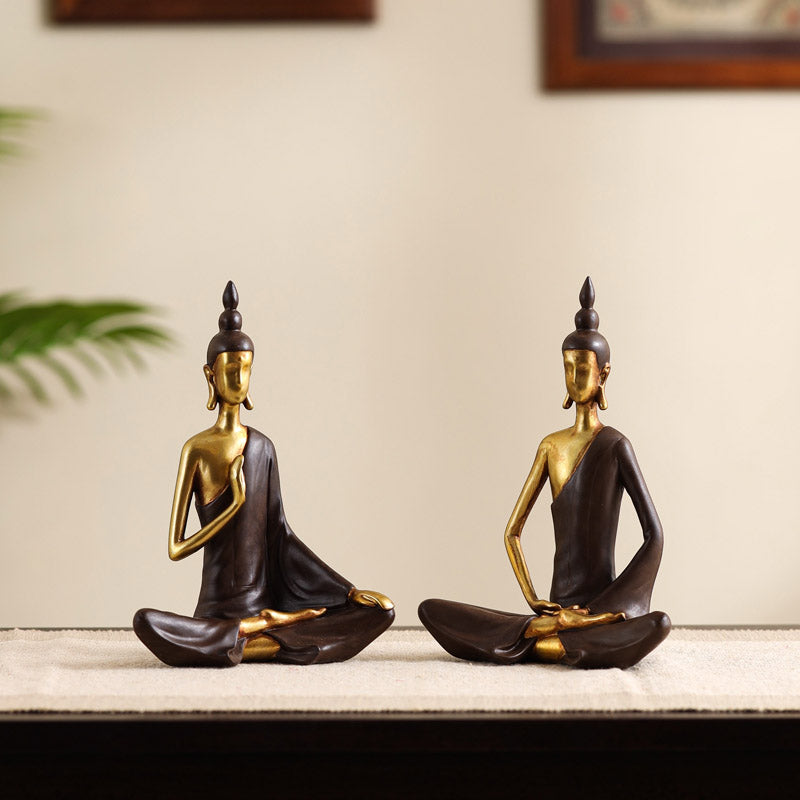 Buy Meditating Buddha Harmony Showpiece - Set Of Two Showpieces from Vaaree