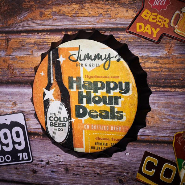 Happy Hour Deals Bottle Cap Wall Accent