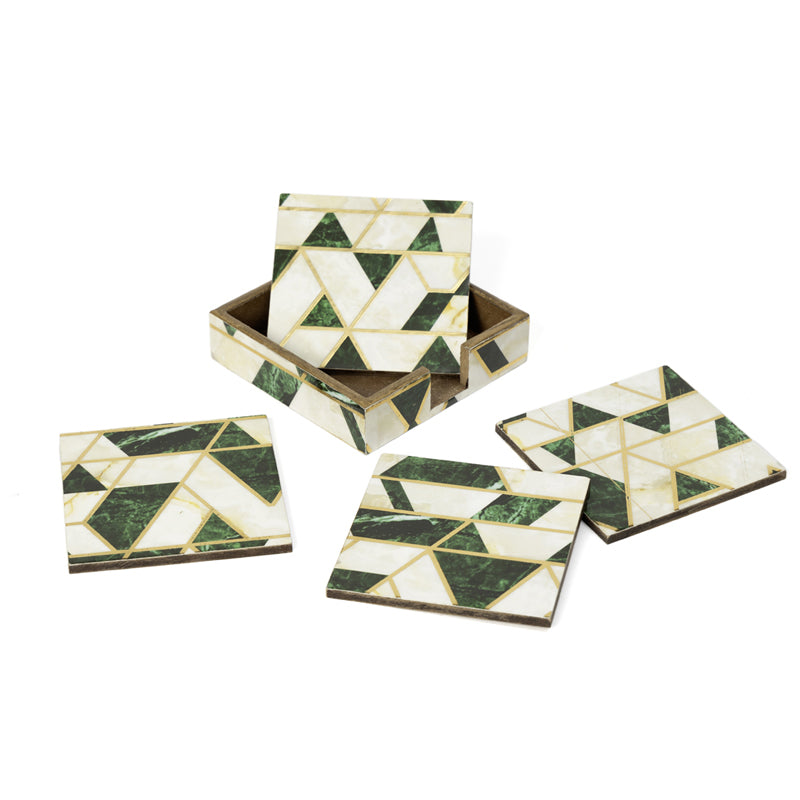 Buy Green Block Coaster With Stand - Five Piece Set Coasters from Vaaree