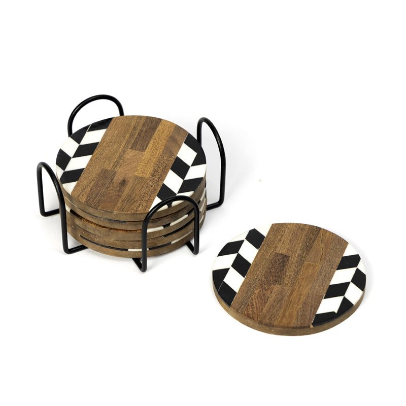 Buy Nihi Black & White Coaster With Stand Coasters from Vaaree