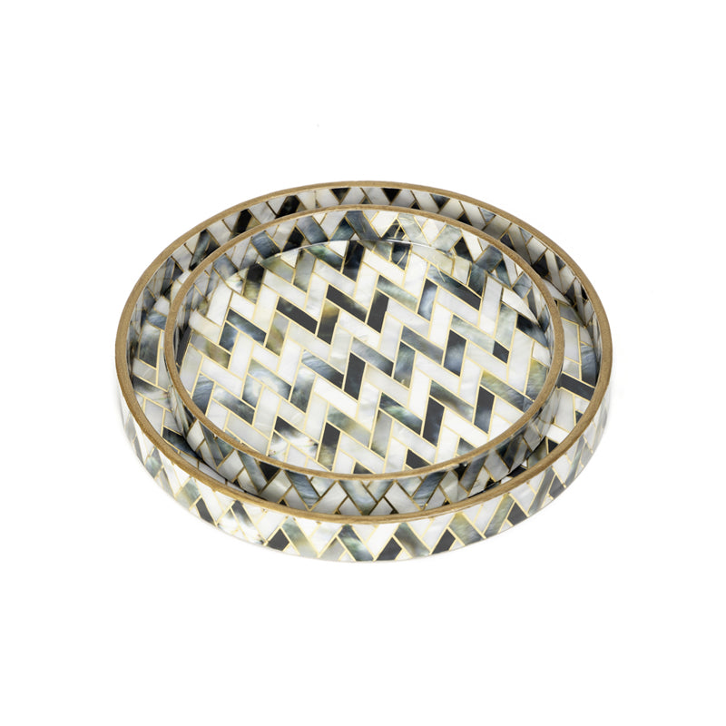 Buy Imara Round Zig Zag Serving Tray - Set Of Two Serving Tray from Vaaree