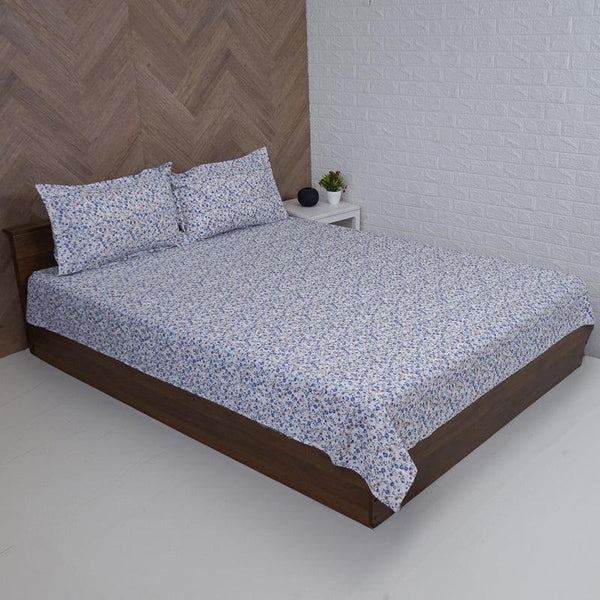 Buy Anvisha Floral Bedsheet - Blue Bedsheets from Vaaree