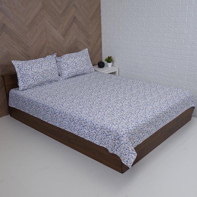 Buy Anvisha Floral Bedsheet - Blue Bedsheets from Vaaree