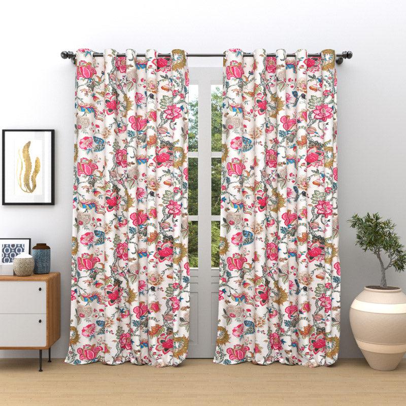 Buy Mivaana Floral Curtain (Pink) - Set Of Two Curtains from Vaaree