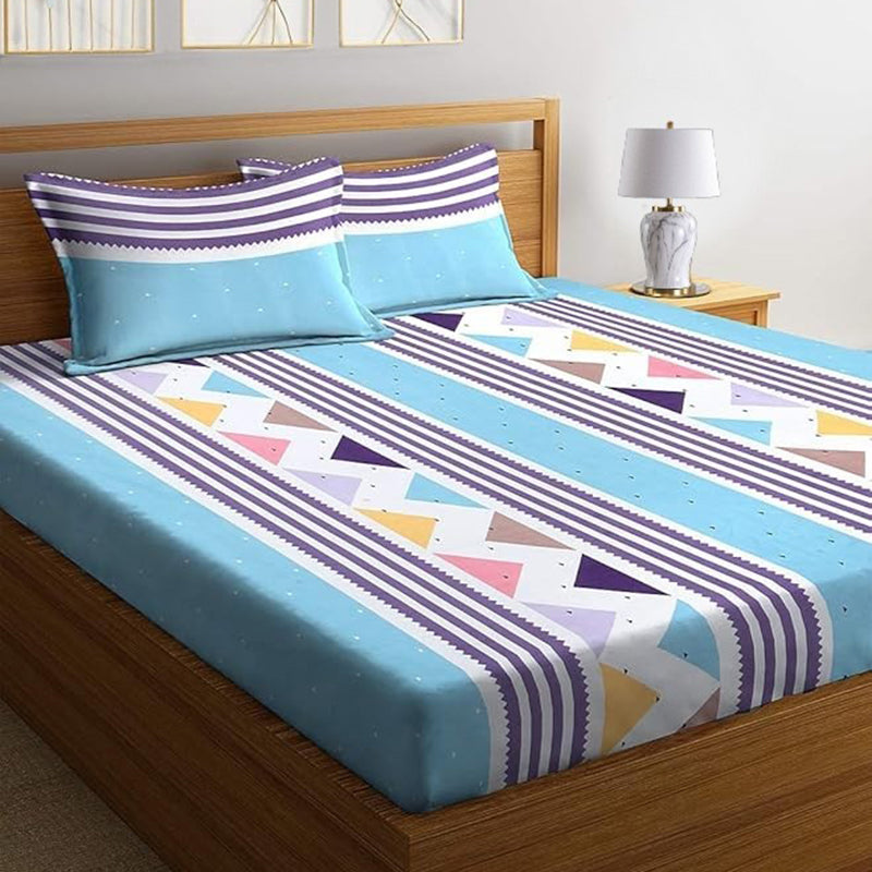 Buy Faye Geometric Bedsheet - Sky Blue Bedsheets from Vaaree