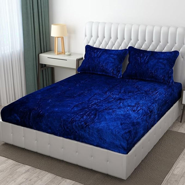 Sarva Solid Bedsheet - Dark Blue