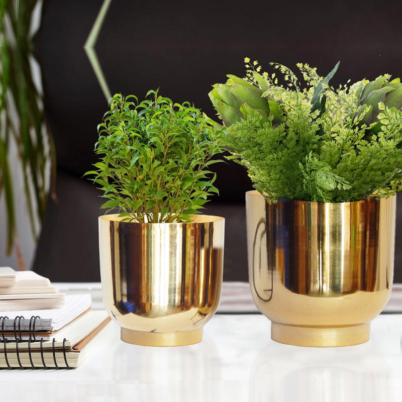 Buy Bromo Metal Planter (Gold) - Set Of Two Pots & Planters from Vaaree