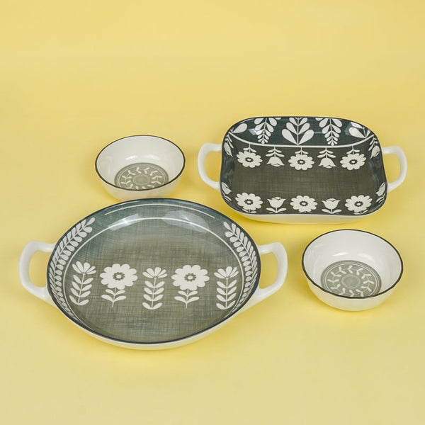 Buy Rana Floral Serving Set - Four Piece Set Dinner Set from Vaaree