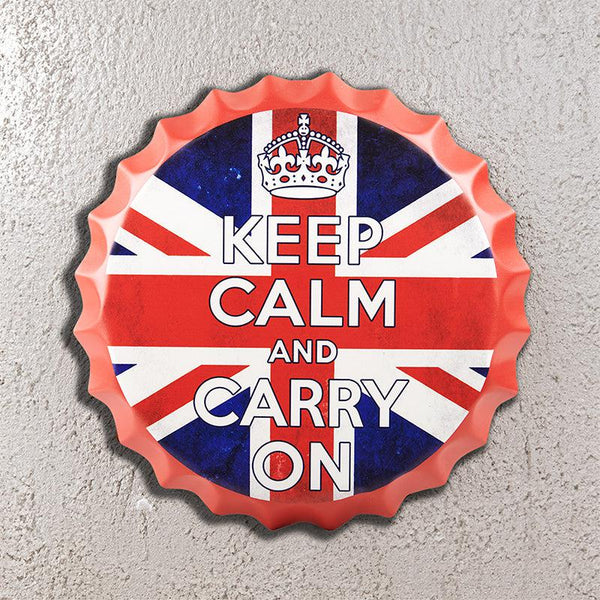 Buy Keep Calm Blue & Red Bottle Cap Wall Accent Wall Accents from Vaaree