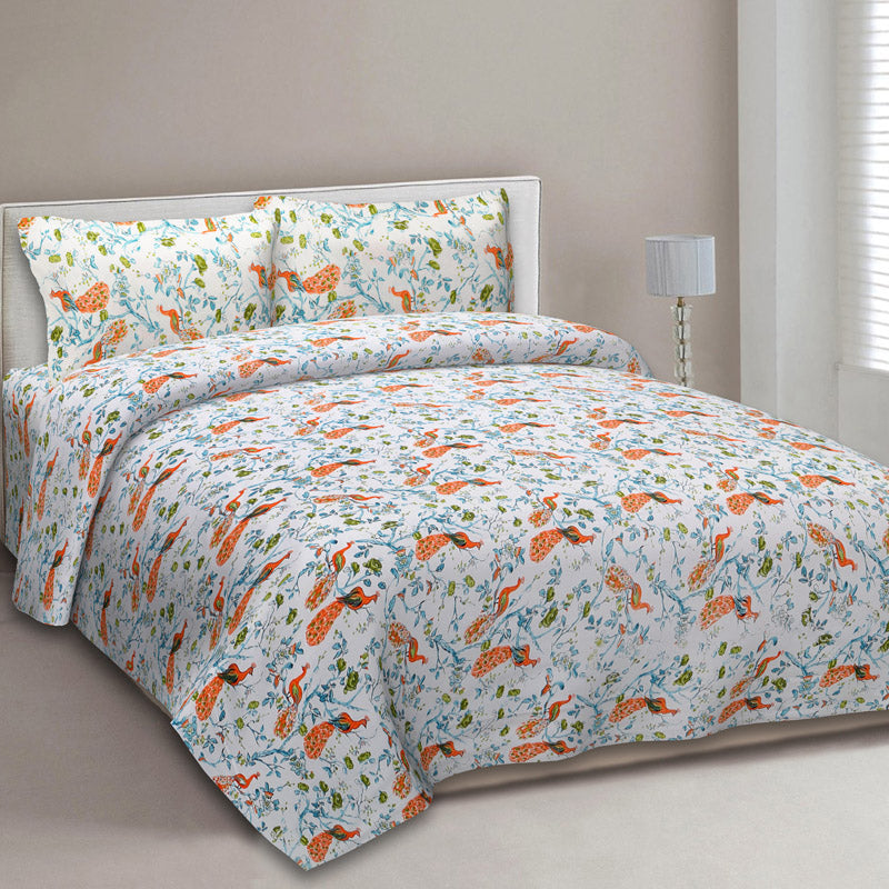 Buy Plume Floral Bedsheet - Orange Bedsheets from Vaaree