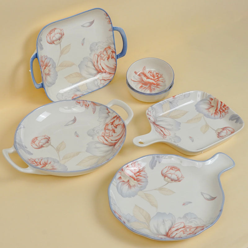 Buy Mida Floral Serving Set - Six Piece Set Dinner Set from Vaaree