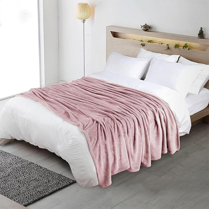 Buy Sarva Solid Knitted Cotton Flannel Blanket (Pink) - 190 GSM Blankets from Vaaree