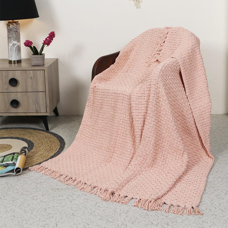 Buy Cozy Loom Throw - Pink Throws from Vaaree