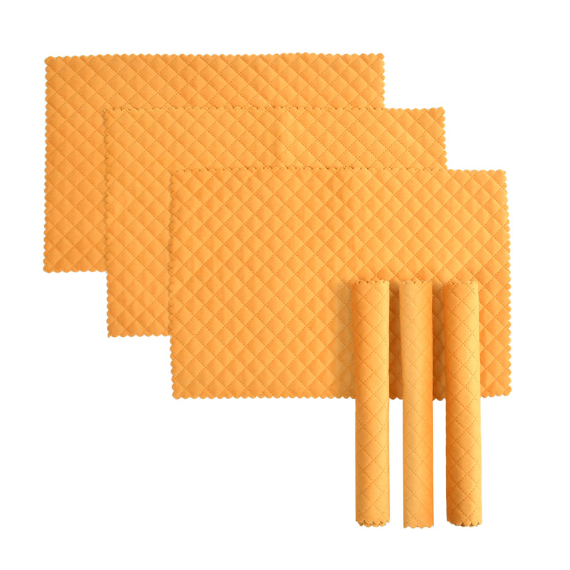 Table Mat - Osric Velvet Quilted Placemat (Yellow) - Set Of Six