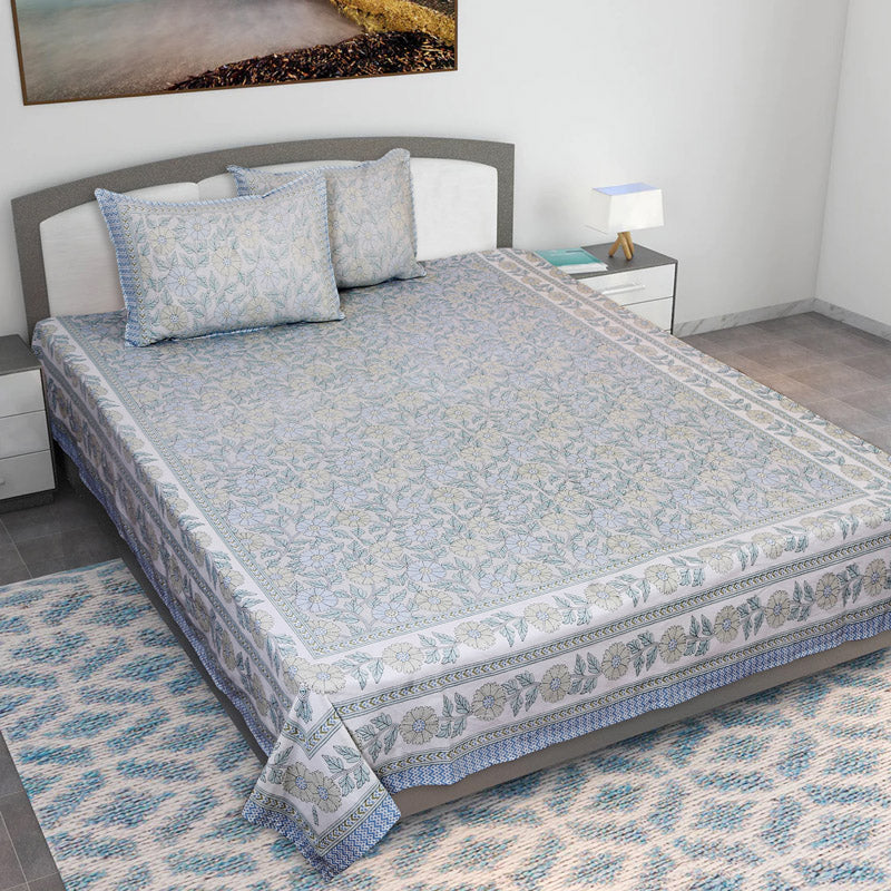 Buy Niagra Floral Bedsheet - Blue Bedsheets from Vaaree