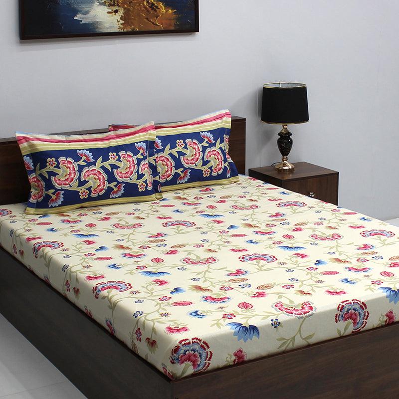 Buy Siya Floral Bedsheet - Blue & Yellow Bedsheets from Vaaree